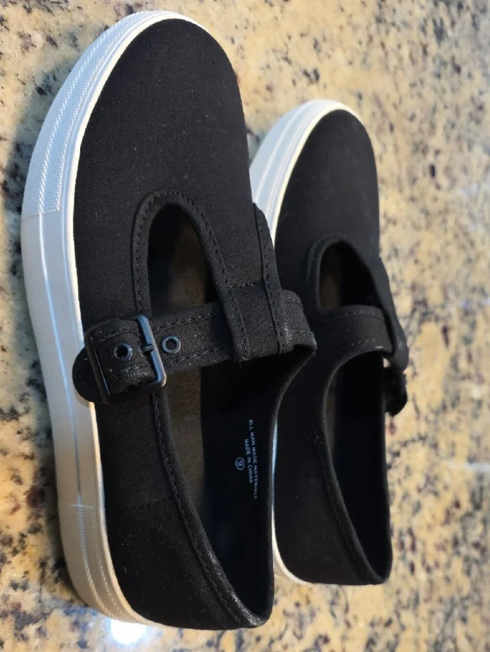 Soda Black Canvas Mary Jane Sneakers with White Sole - NWOB